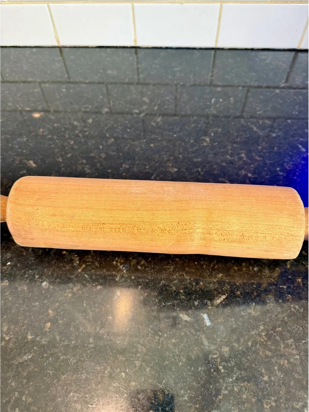 Vintage Wooden Rolling Pin Double Handle Farmhouse Kitchen Baking Decor